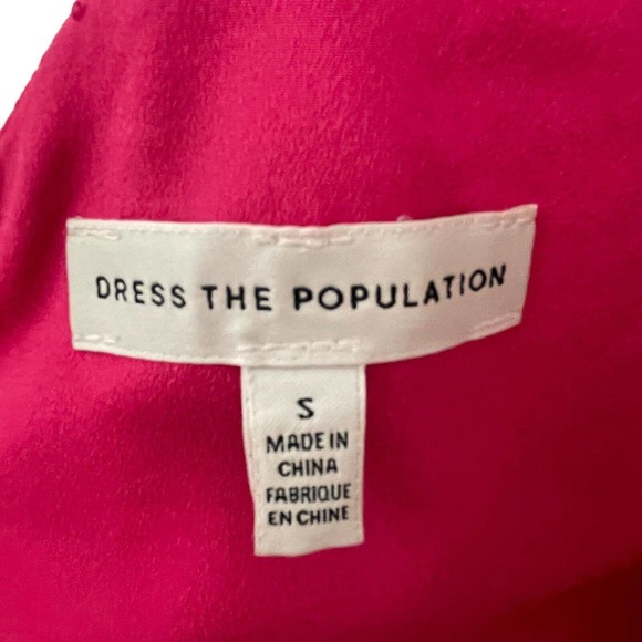 Dress The Population Alondra Raspberry Pink Slim Blouson Sheath Dress Size S - Picture 8 of 8